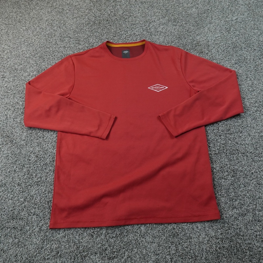 Quiksilver Shirt Mens L Red Waterman Performance Logo Long Sleeve Skate Surf Top